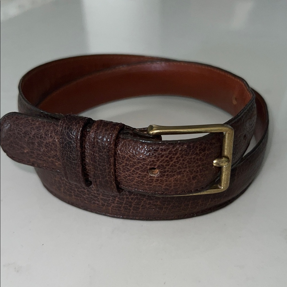 Coach Brown shrunken Buffalo Belt with brass buckle